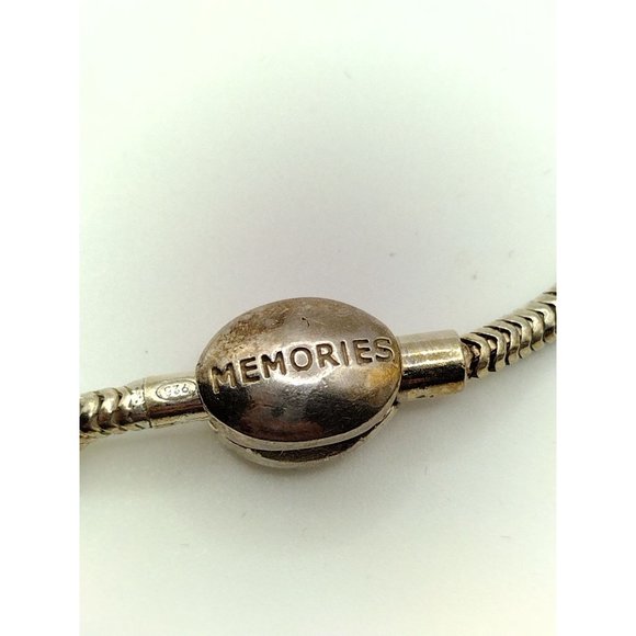 Sterling Silver MEMORIES Sliding Charms Snake Bracelet 8.25" - Picture 6 of 6